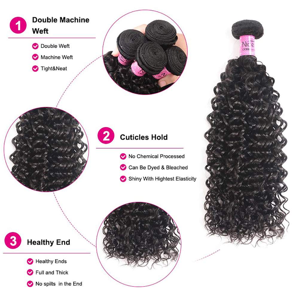 Luve Curly 3 Bundles With 4X4 Lace Closure Unprocessed Hair Extension