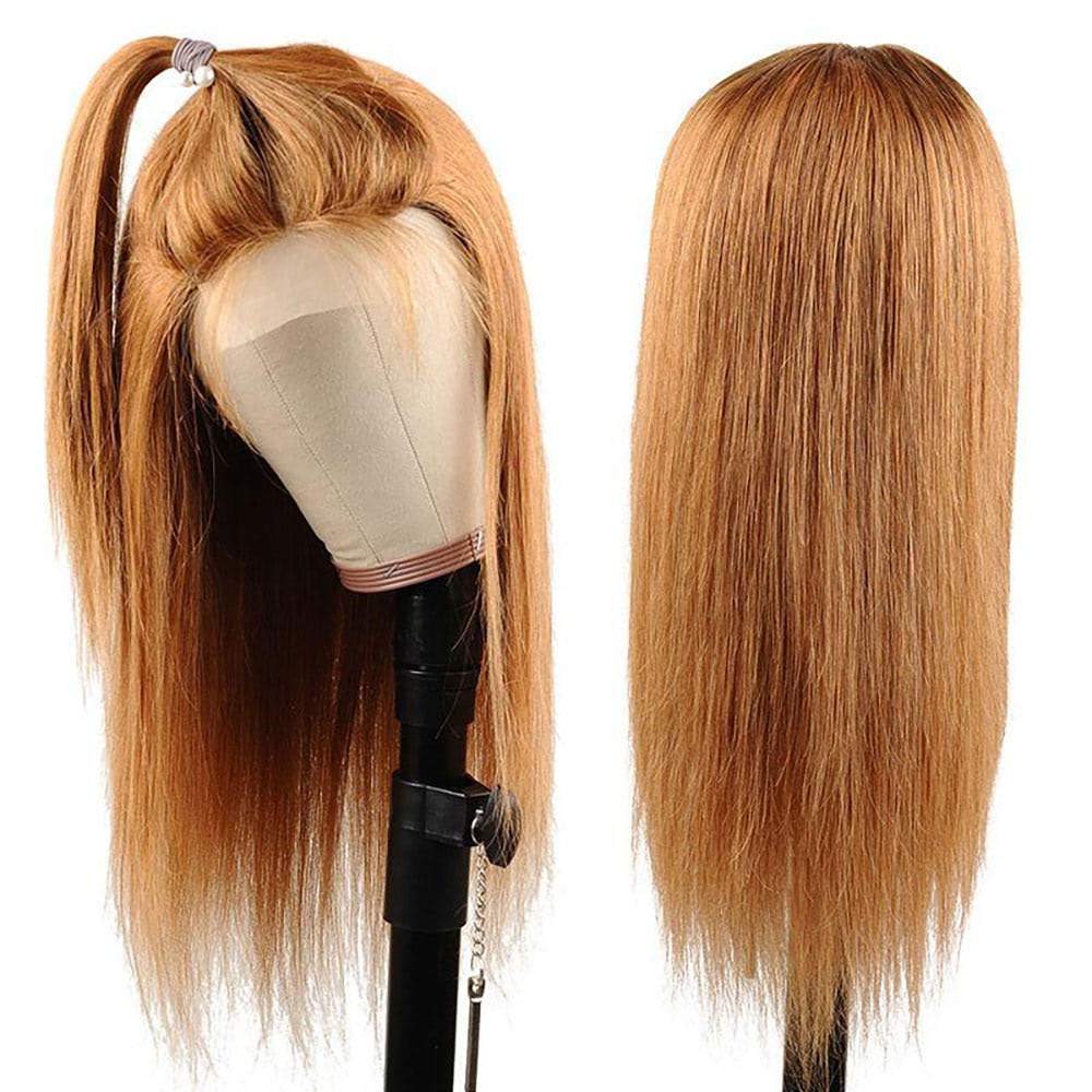 Luve Customized #30 Colored Straight Human Hair Wigs T Part Lace Wig
