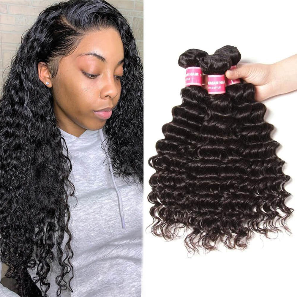 Luve Deep Wave 3 Bundles Hair Weave Virgin Human Hair Nature Color