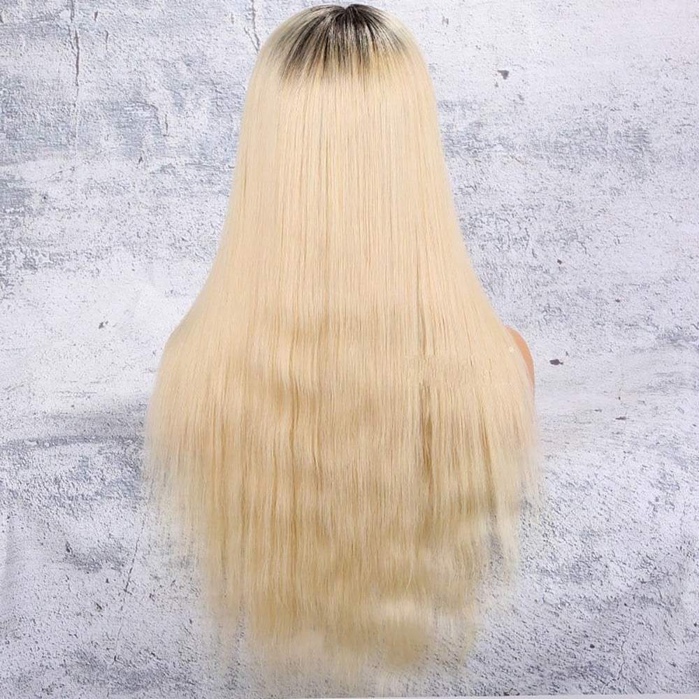 Luve Full Lace Wigs Ombre 1B 613 Blonde Silky Straight Pre-Plucked Hairline