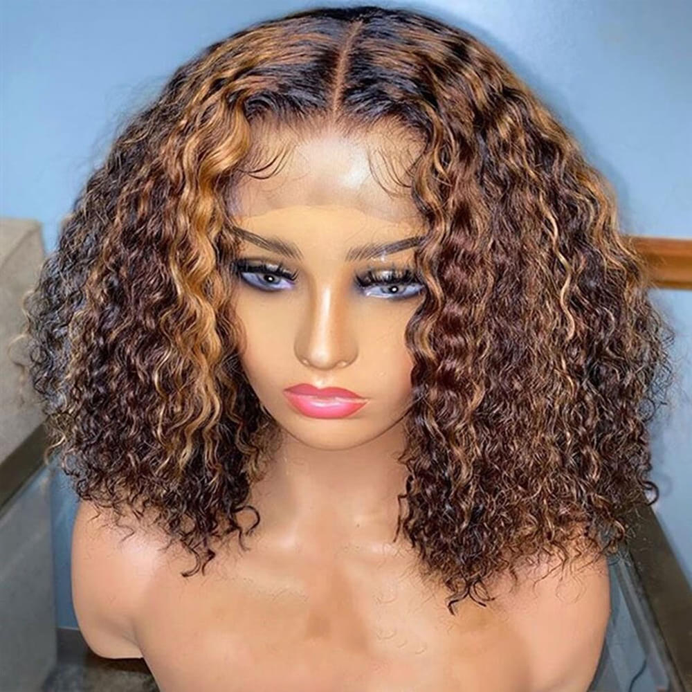 Luve Glueless 13X6 Lace Bob Wigs Bouncy Curly Virgin Human Hair Wig