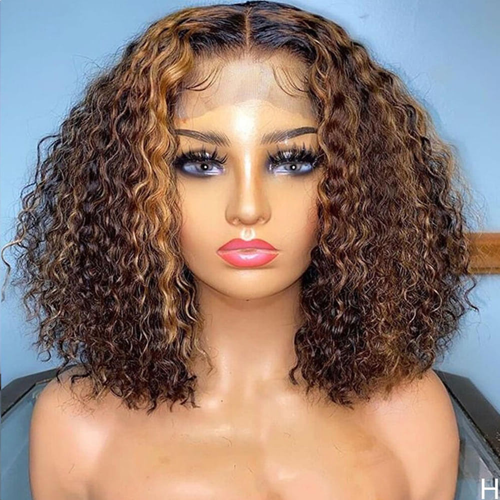 Luve Glueless 13X6 Lace Bob Wigs Bouncy Curly Virgin Human Hair Wig
