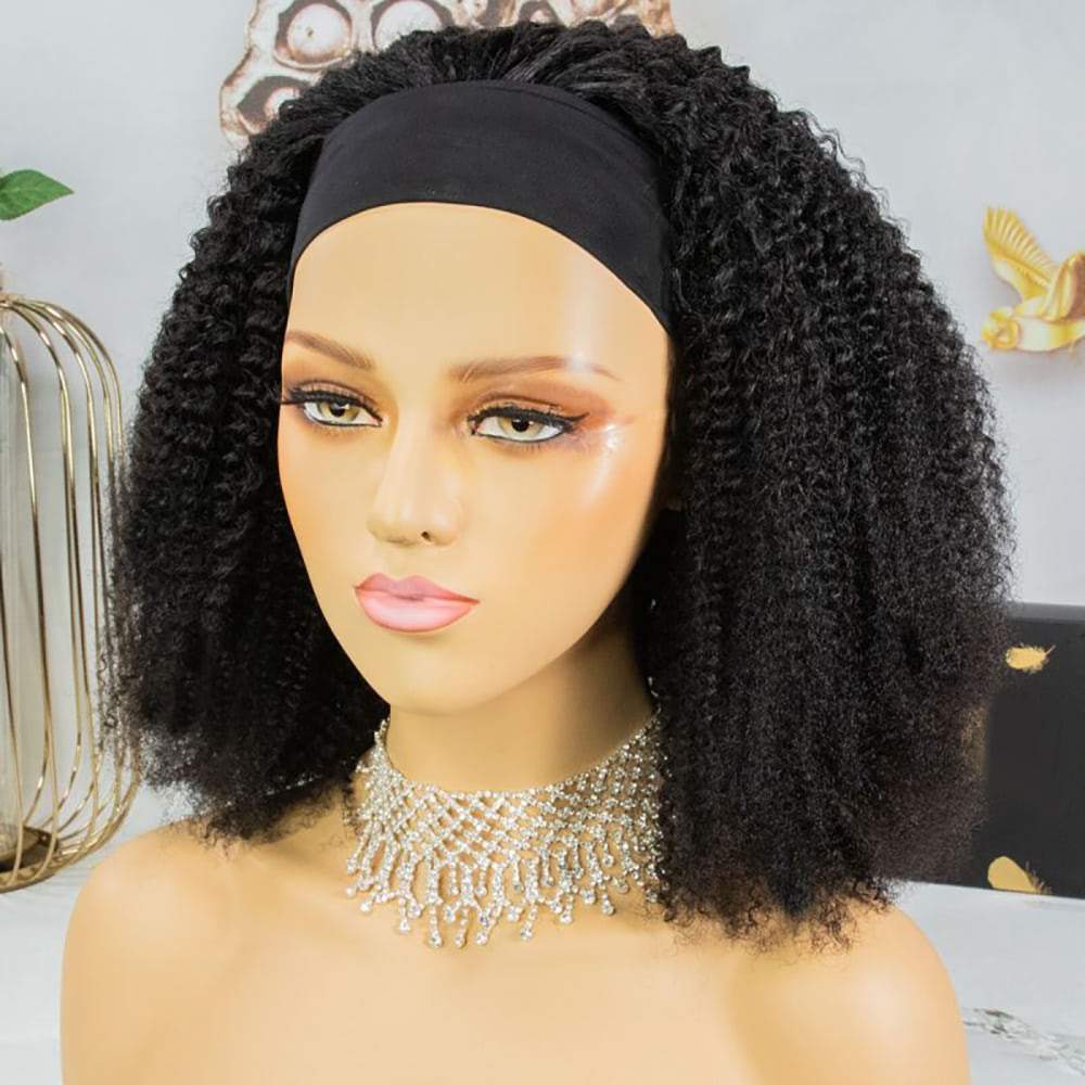 Luve Glueless Kinky Curly Headband Wig Virgin Human Hair 150% Density