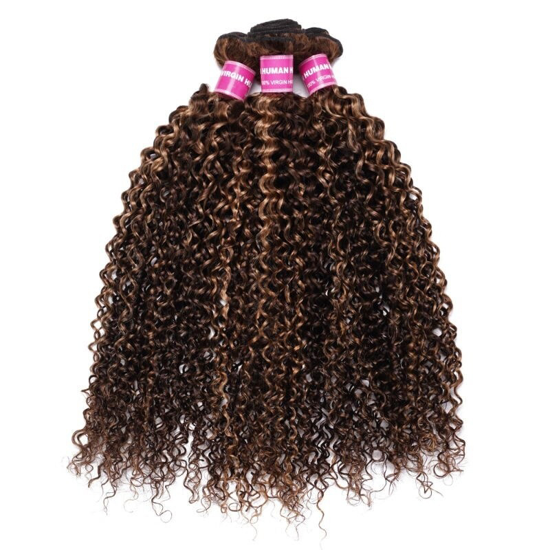 Luve Hair Bundles Honey Blonde Highlight Curly 3 Bundles Human Hair Weave