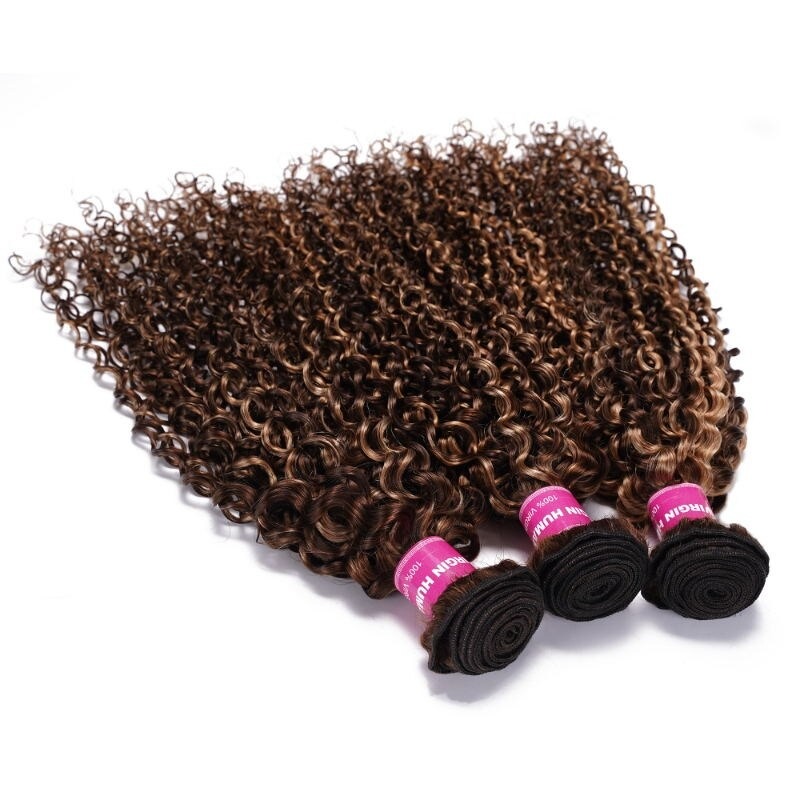Luve Hair Bundles Honey Blonde Highlight Curly 3 Bundles Human Hair Weave