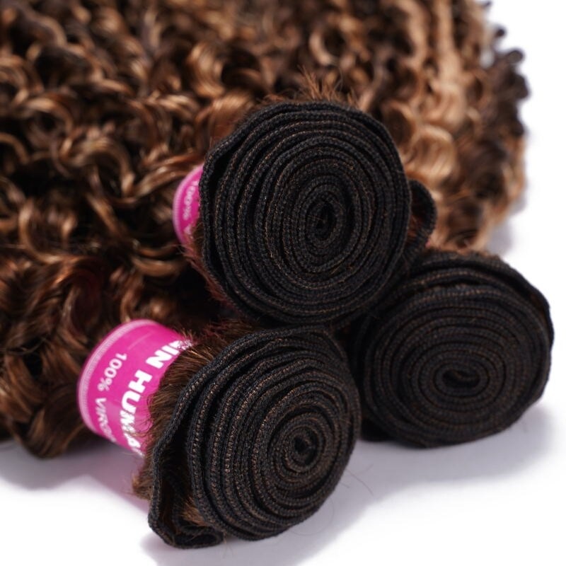 Luve Hair Bundles Honey Blonde Highlight Curly 3 Bundles Human Hair Weave