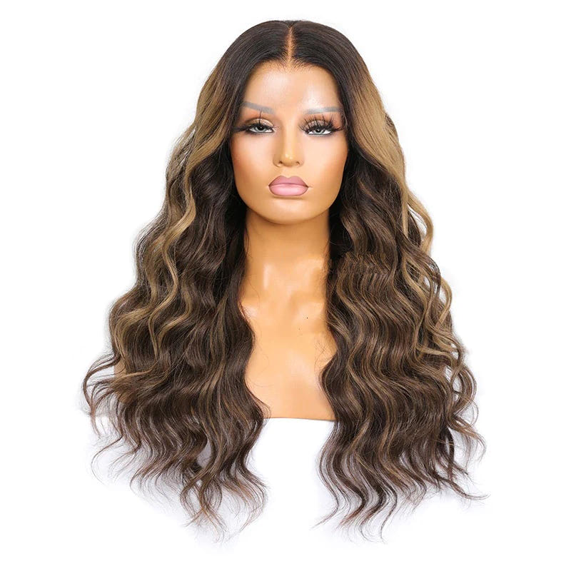 Luve 13X6 HD Lace Glueless Wig Brown With Highlight Color Best 100% Human Hair Wigs