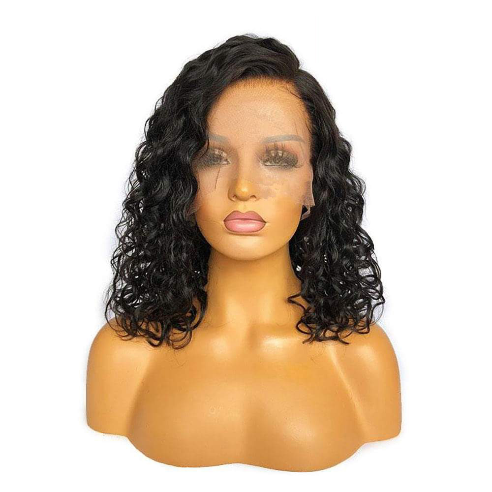 Luve HD Lace Front Wig  Curly Bob Glueless Human Hair Wavy Wig
