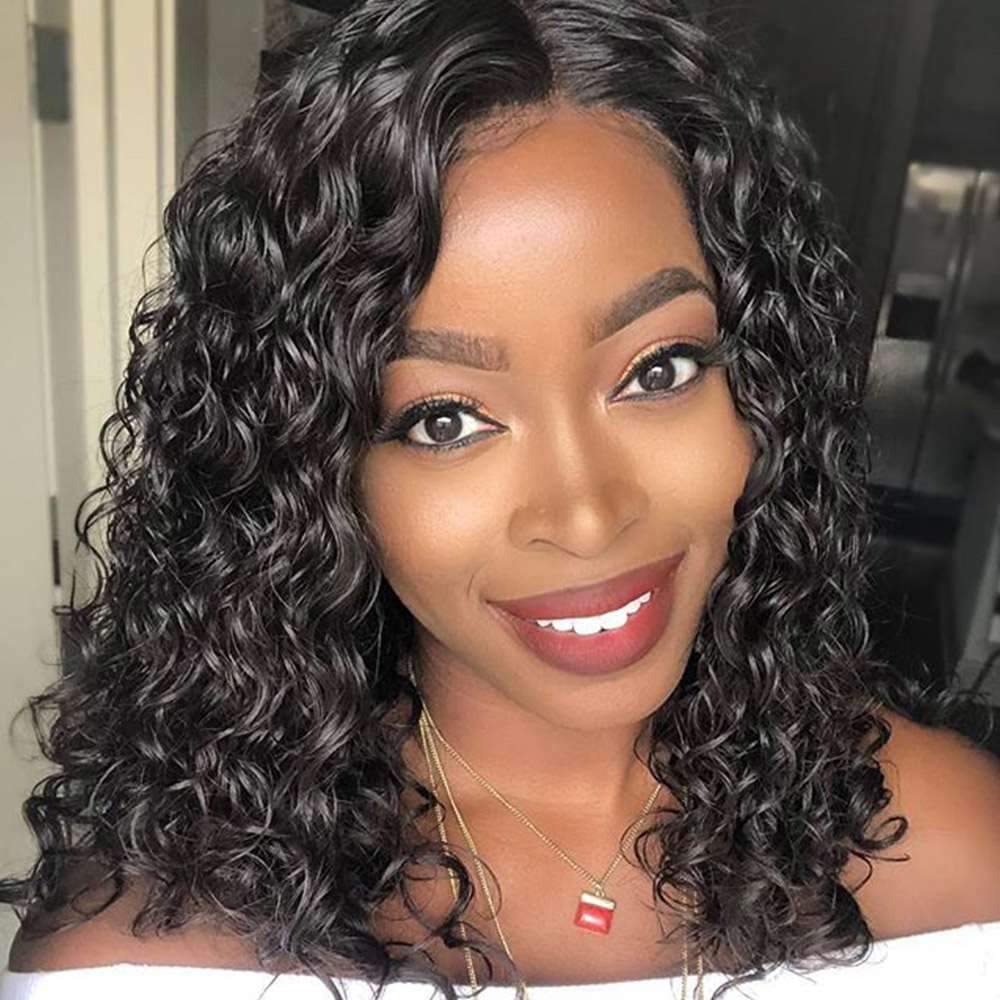 Luve HD Transparent Lace Wig Human Hair Wet Wavy Lace Front Bob Wig