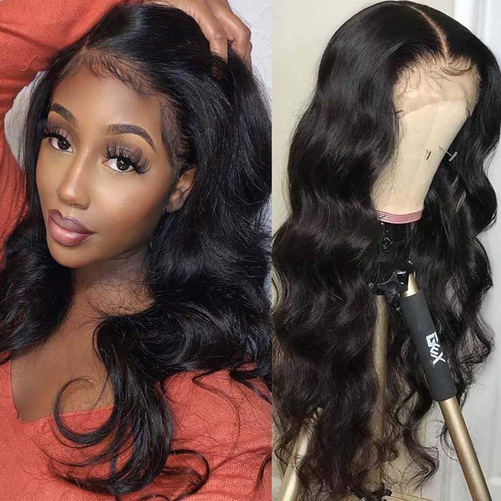 Luve Human Hair Body Wave T Part Lace Closure Wig Pre-Plucked