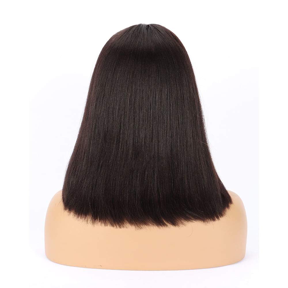 Luve Human Hair Light Yaki Straight Short Bob Wigs Pre-Plucked Hairline