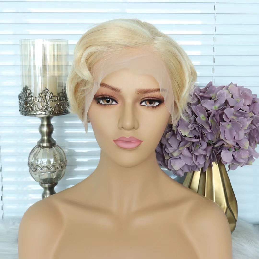 Luve Human Hair Short Pixie Cut #613 Glueless Lace Front Wigs