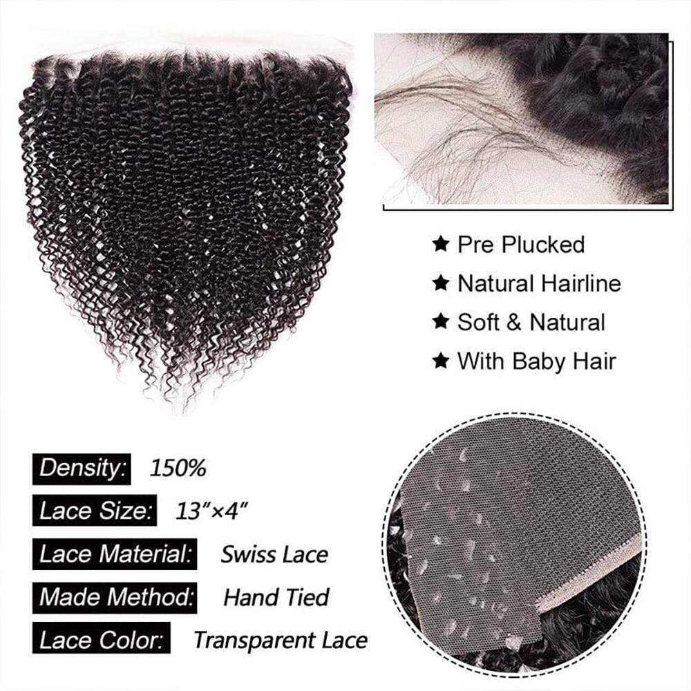 Luve Kinky Curly Frontal 13x4 Lace Closure Human Hair Transparent Lace