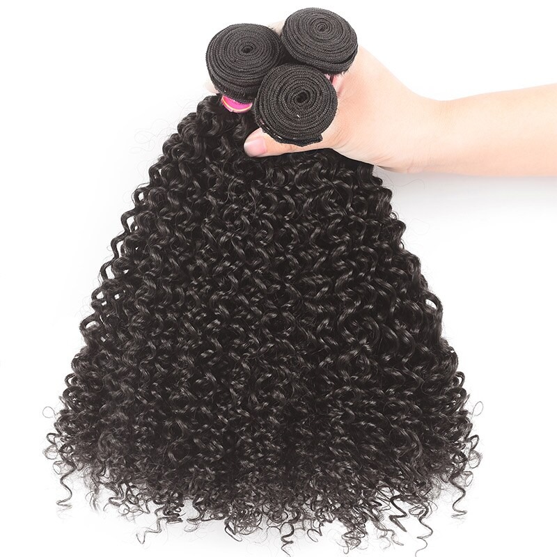 Luve Kinky Curly Hair Weave 3 Bundles Human Hair Weft Extensions