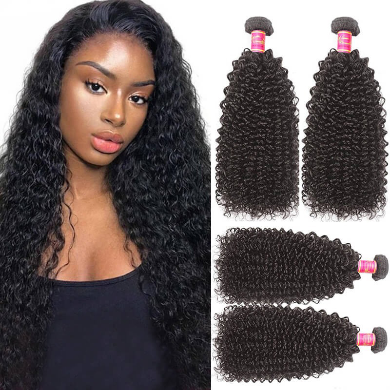 Luve Kinky Curly Hair Weave 3 Bundles Human Hair Weft Extensions
