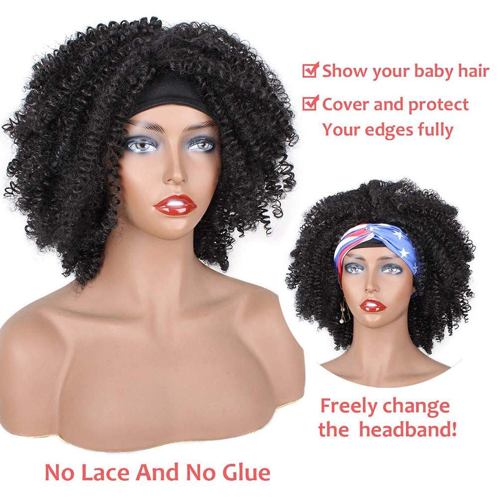 Luve Kinky Curly Headband Wigs 8 Inch Glueless Short Wig Natural Looking