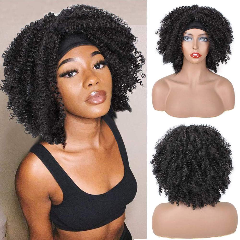 Luve Kinky Curly Headband Wigs 8 Inch Glueless Short Wig Natural Looking
