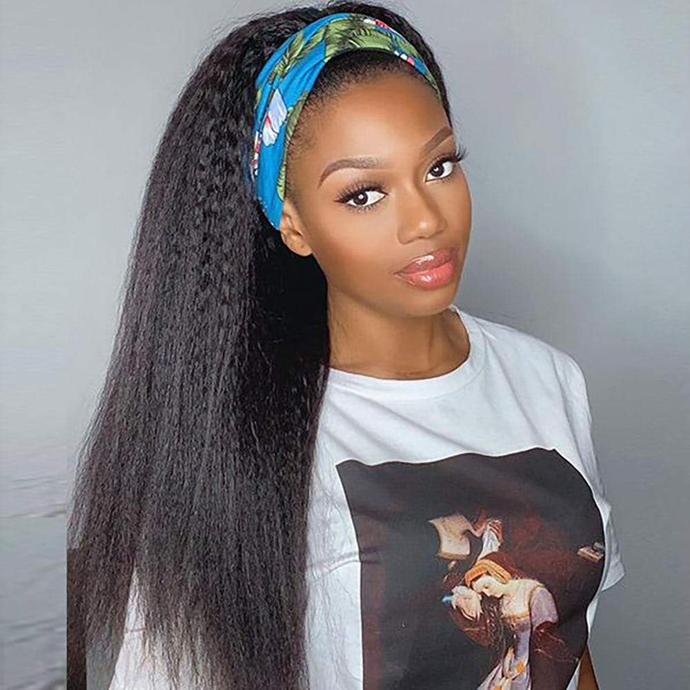 Luve Kinky Straight Kinky Curly Headband Wig Virgin Human Hair