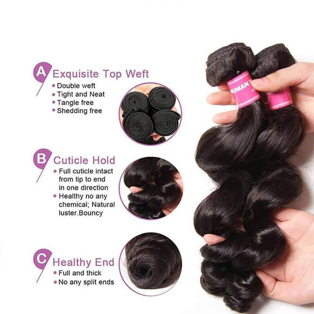 Luve Loose Wave Virgin Hair Weave 3 Bundles Unprocessed Human Hair