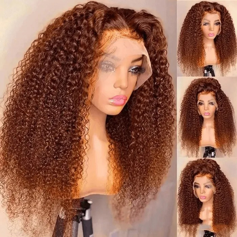 Luve Mahogany Red Brown 13x4 Lace Front Kinky Curly Wig Pre-Plucked Hairline