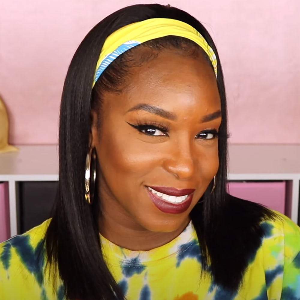 Luve Natural Looking African American Headband Wig Yaki Straight Bob Wig