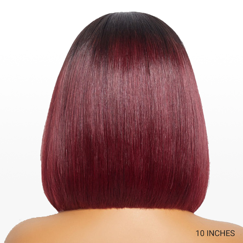 99J Burgundy Silky Straight Layered Bob Wig Glueless 5x5 Lace Closure Human Hair Wig