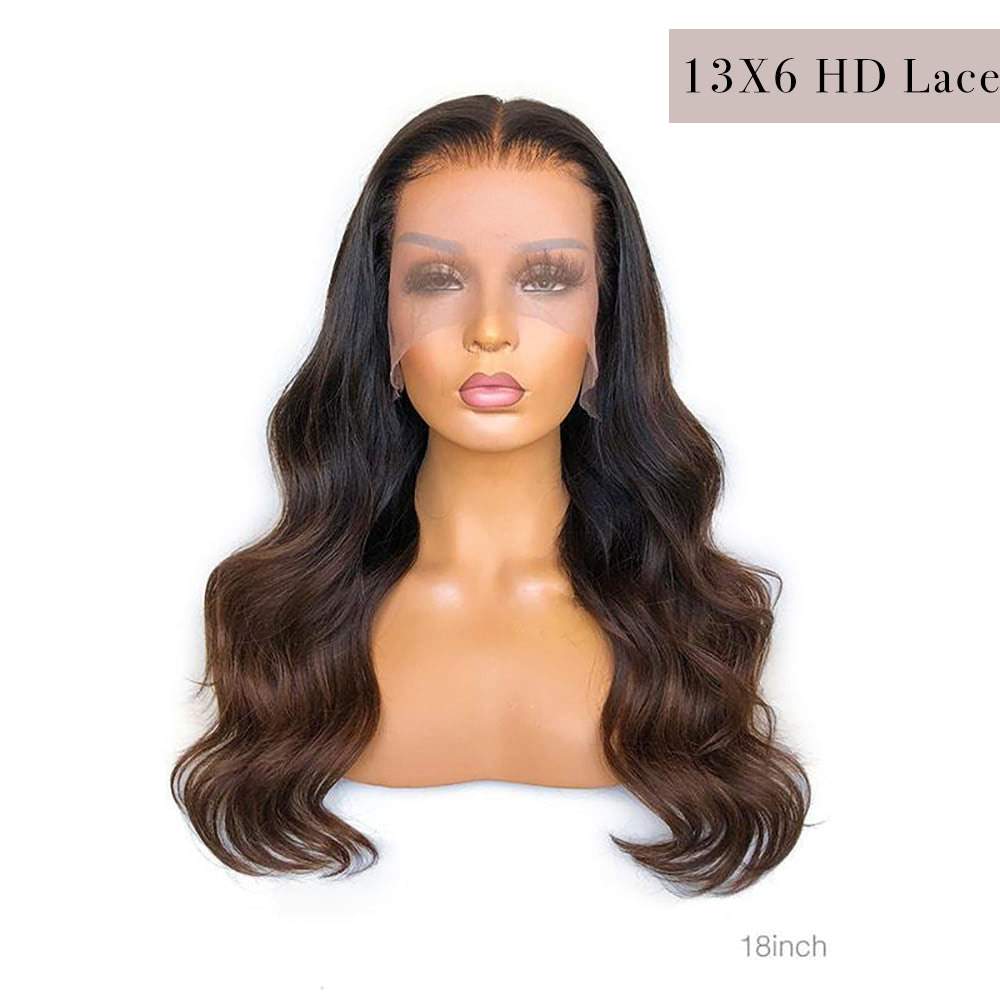 Luve Ombre Brown Body Wave Guleless 13x6 HD Lace Front Wig Human Hair
