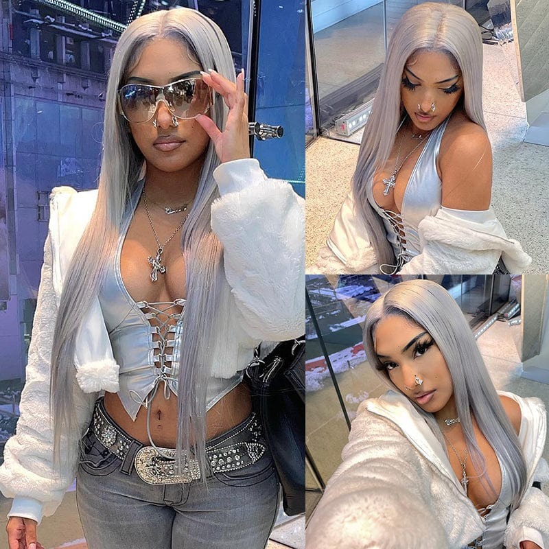 Luve Glueless Silver Gray Blonde Wig  13X4 Part-Max Lace Front Wig