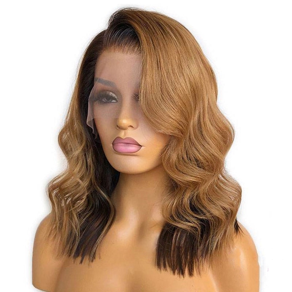 Luve Real HD Lace Ombre Blonde Color Wave Curly Bob 13X4 Lace Frontal Wig