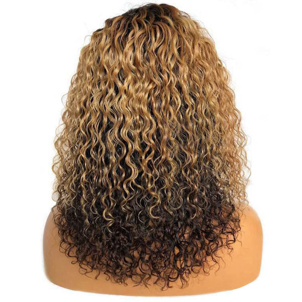 Luve Real HD Lace Ombre Blonde Color Wave Curly Bob 13X4 Lace Frontal Wig