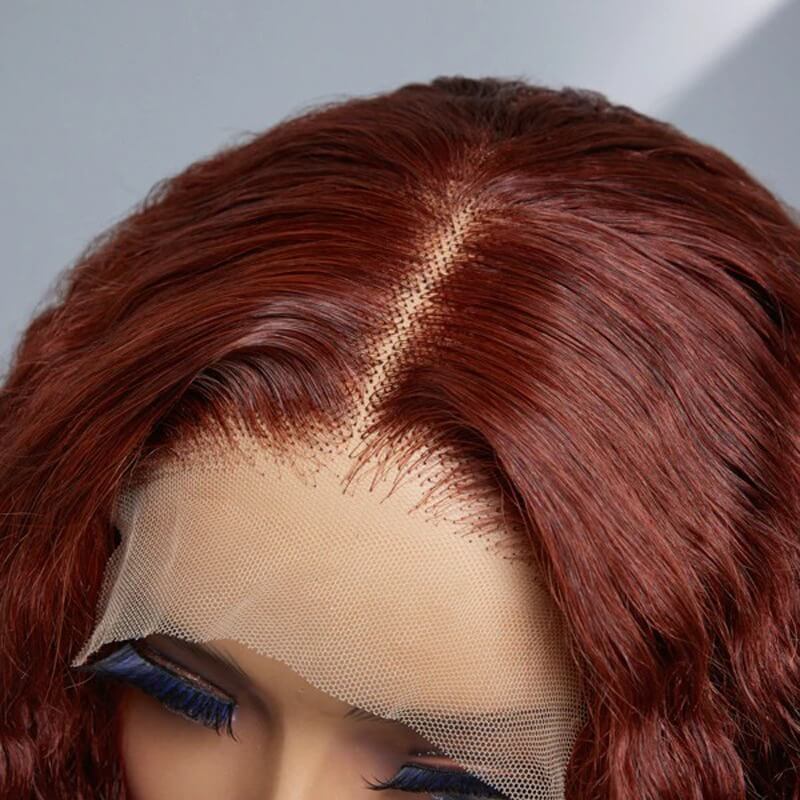Luve Reddish Brown Glueless 5X5 Closure Curly Bob Wig Beginner Friendly