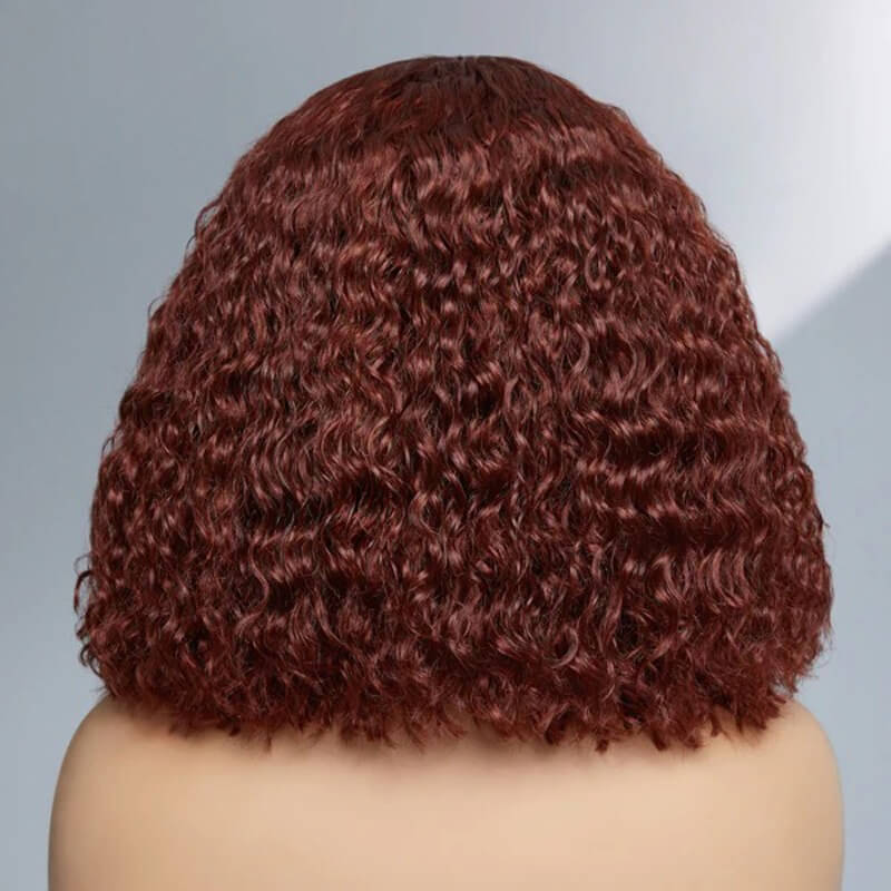 Luve Reddish Brown Glueless 5X5 Closure Curly Bob Wig Beginner Friendly