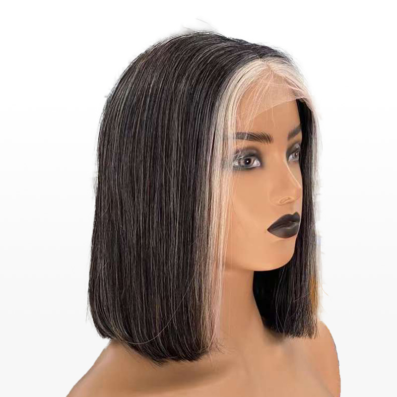 Luve Salt & Pepper 5X5 Lace Closure Bob Wigs Glueless Human Hair Wigs