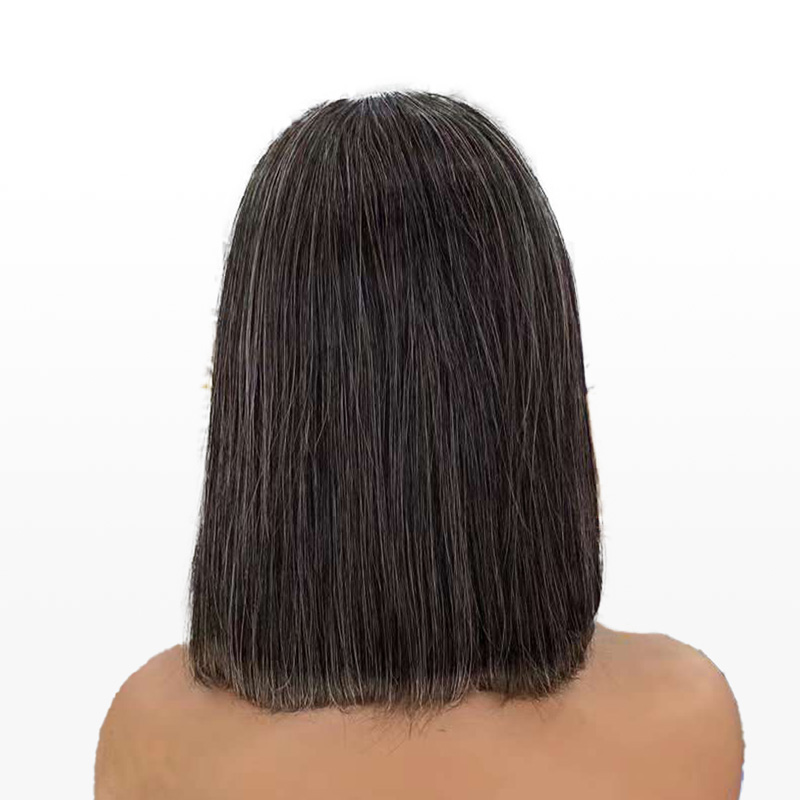Luve Salt & Pepper 5X5 Lace Closure Bob Wigs Glueless Human Hair Wigs