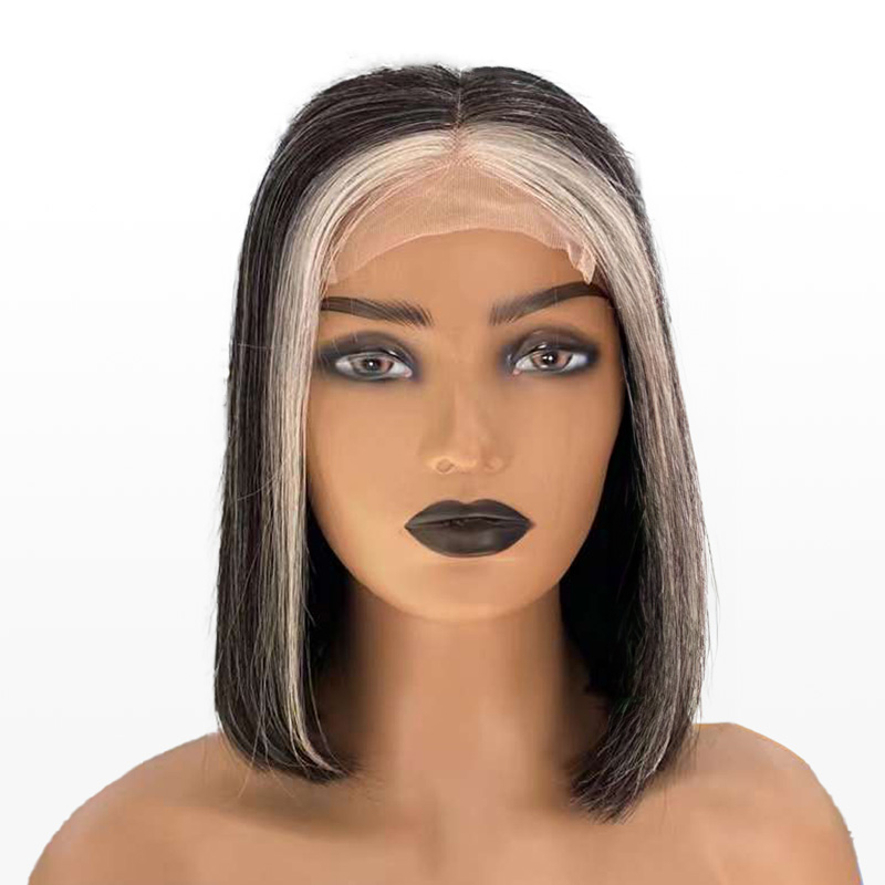 Luve Salt & Pepper 5X5 Lace Closure Bob Wigs Glueless Human Hair Wigs