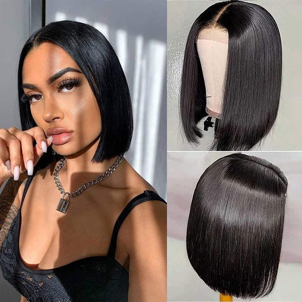 Luve Short 10 Inch Bob Wig Human Hair 4x4 HD Lace Wigs Pre Plucked