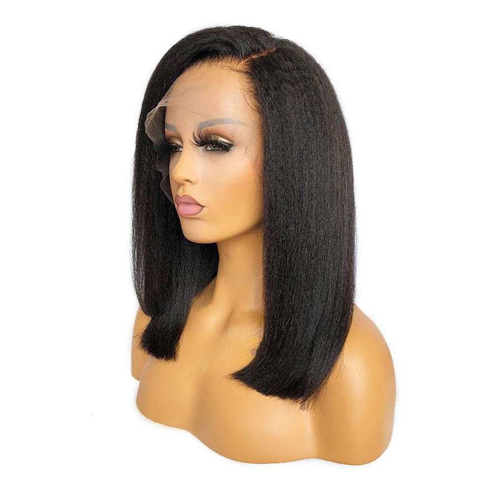Kinky Straight Fashionable Layer Cut Bob Wig 13X6 HD Lace Front Wigs