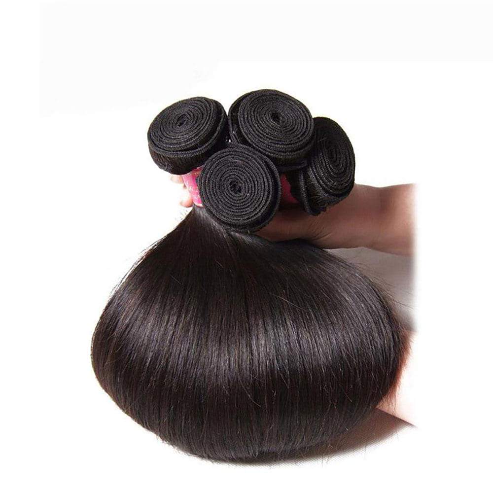 Luve Straight Hair 3 Bundles with 4x4 Lace Closure Human Virgin Hair