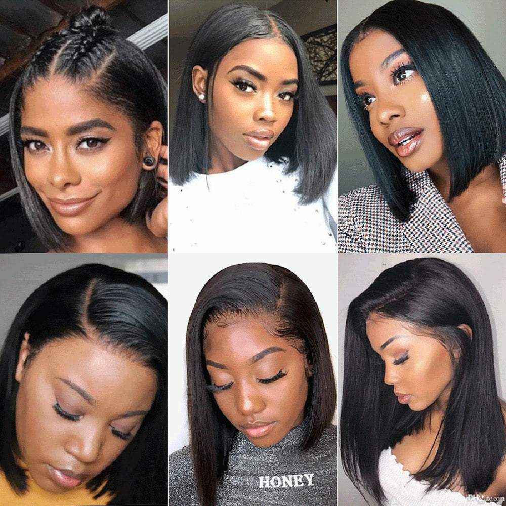 Luve Straight Human Hair Short Full Lace Bob Wig Pre Plucked Natural Hairline
