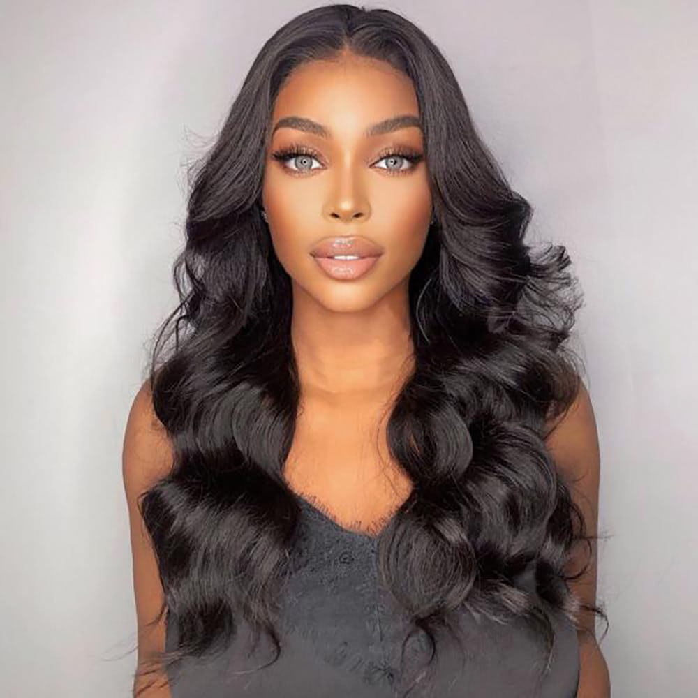 Luve HD Lace Body Wave Glueless Natural Black 13x4 Frontal Lace Wig 