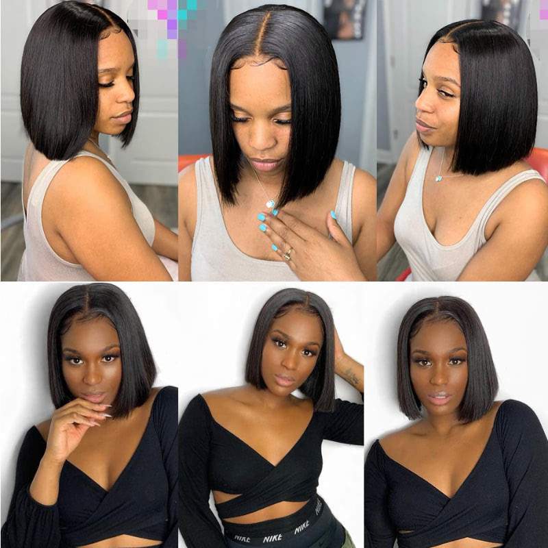Luve Virgin Hair Side Part Short Bob Glueless 4X4 Lace Closure Wig