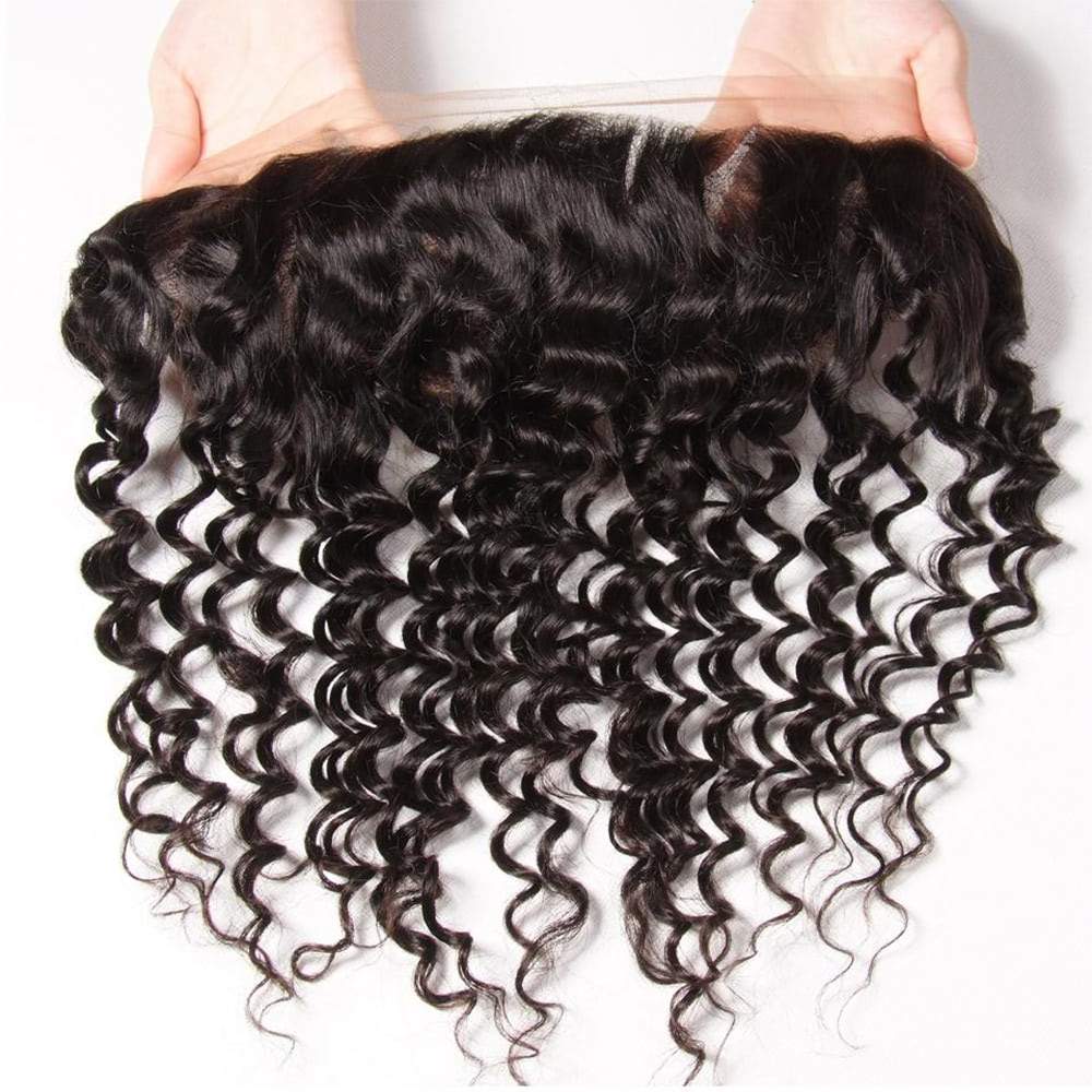 Luve Virgin Human Hair 13x4 Deep Wave Lace Frontal Transparent Closure