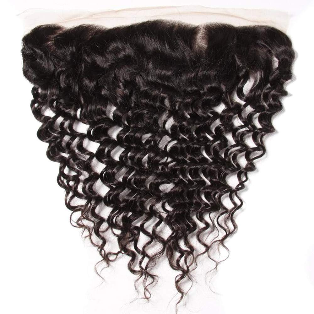 Luve Virgin Human Hair 13x4 Deep Wave Lace Frontal Transparent Closure