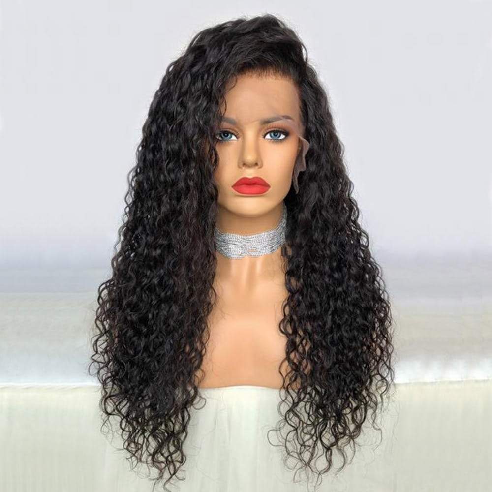 Luve Water Curly Lace Frontal Wig T Part Pre Plucked Natural Hairline