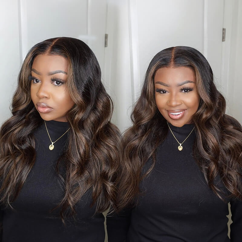 Luve 13x6 HD Lace Mocha Brown Highlight Wave  Wear to Go Glueless Wigs