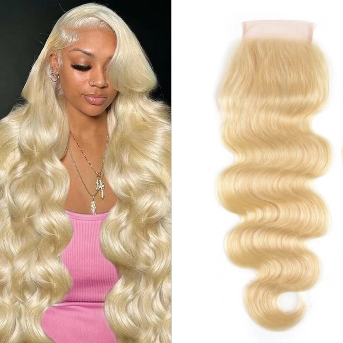 613 Blonde Body Wave 4x4 Lace Closure Transparent or HD Lace Virgin Human Hair