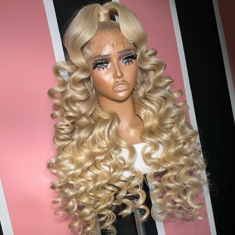 Luve 613 Blonde Loose Deep Wave Glueless 13x4 HD Lace Wig Human Hair Wigs