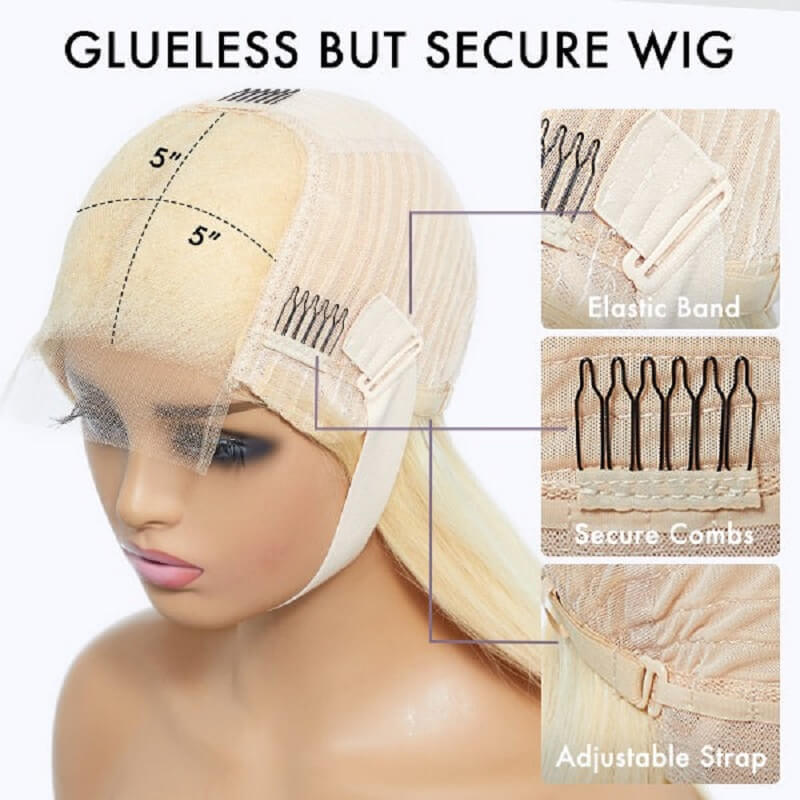 Luve 613 Blonde Water Wave Glueless 5x5 Closure HD Lace Long Curly Wig Human Hair