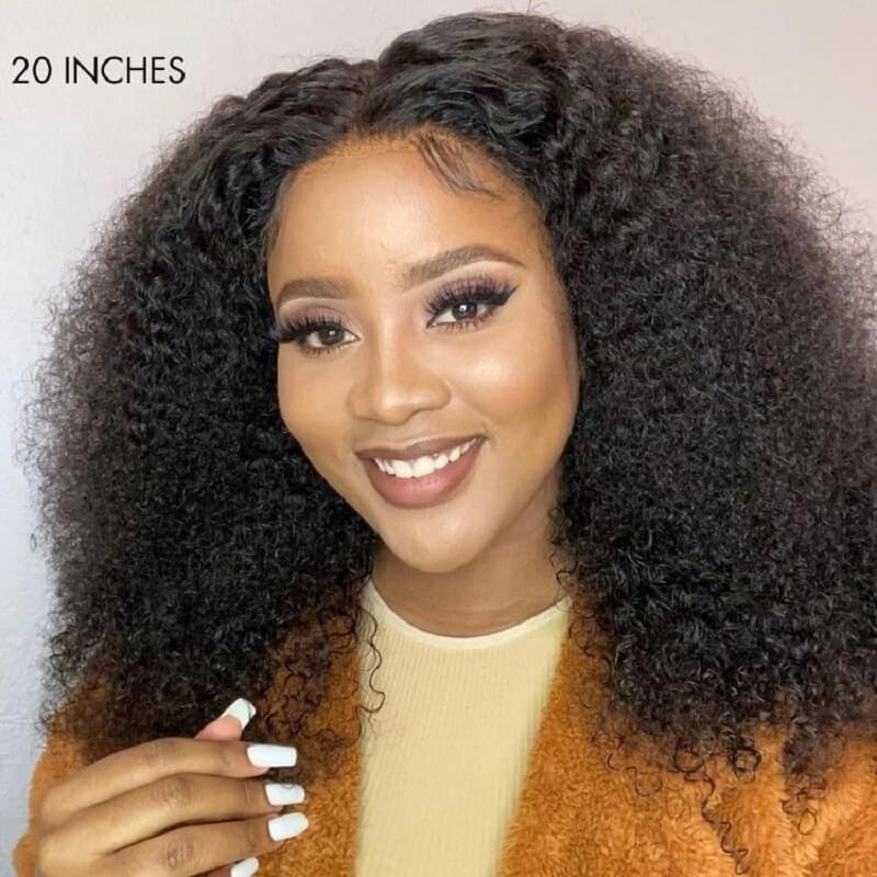 Luve Afro Curls C Part Glueless 5x5 Closure HD Lace Wig 180% Density 100% Human hair