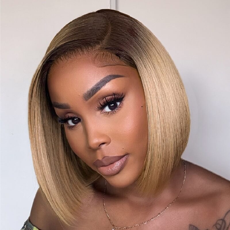 Luve Ash Blonde Ombre Bob Glueless 5X5 HD Lace Closure Human Hair Wig
